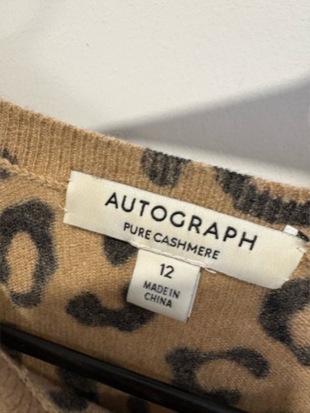 Autograph Leopard Print Sweater 100% Cashmere Size 12 - Picture 3 of 7